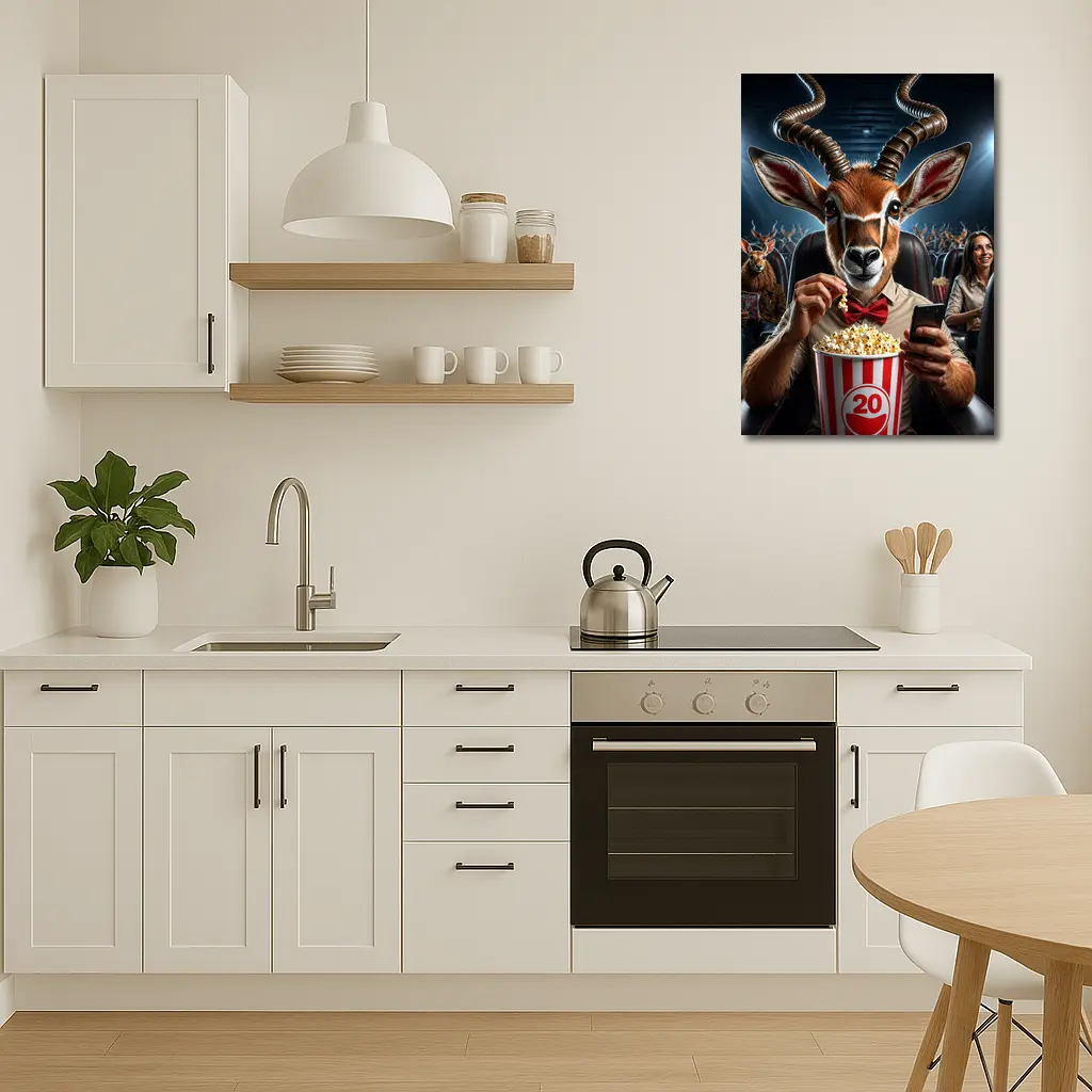Antelope Eating Popcorn At Movie Theater – Wall Art