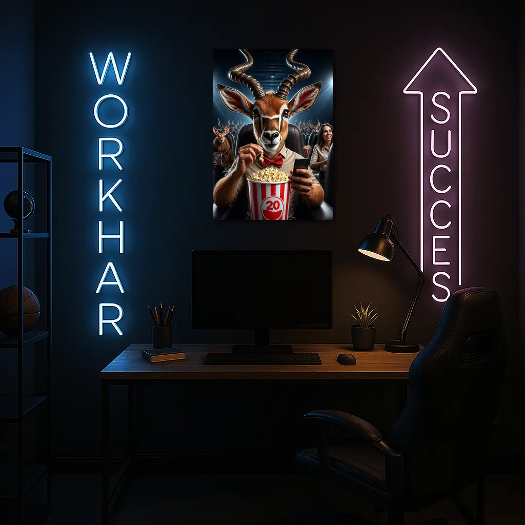 Antelope Eating Popcorn At Movie Theater – Wall Art