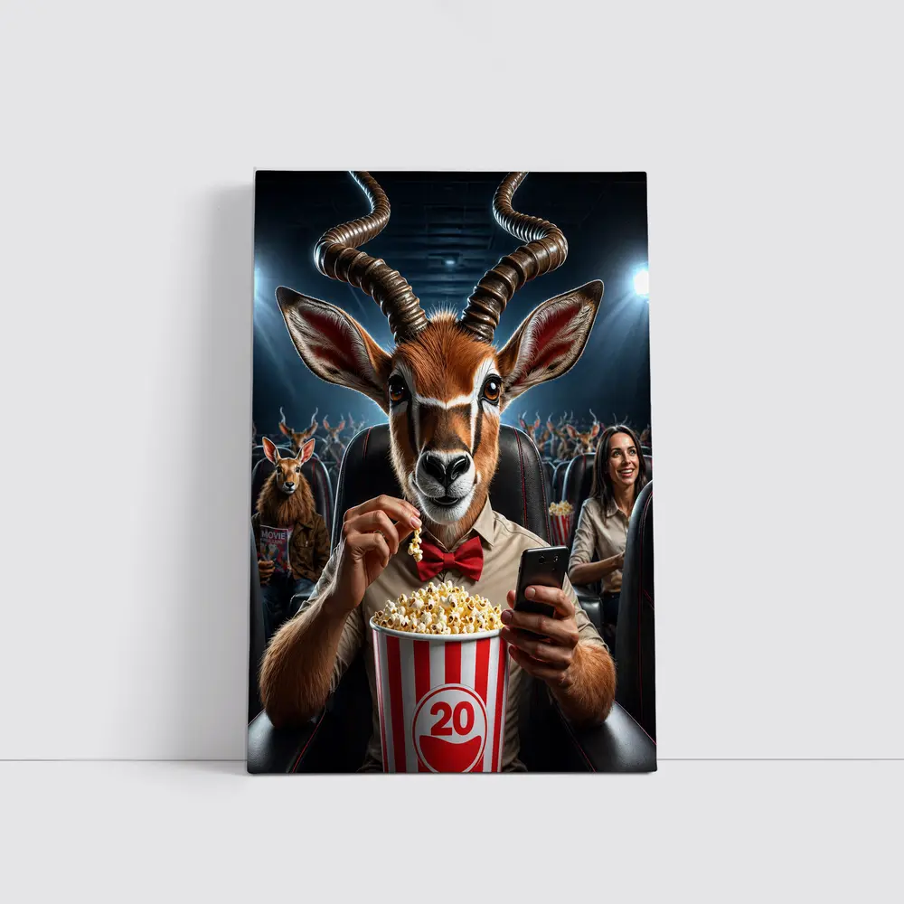 Antelope Eating Popcorn At Movie Theater – Wall Art