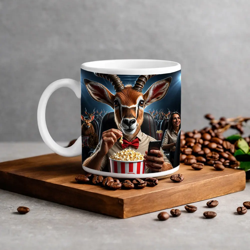 Antelope Eating Popcorn At Movie Theater – Mugs
