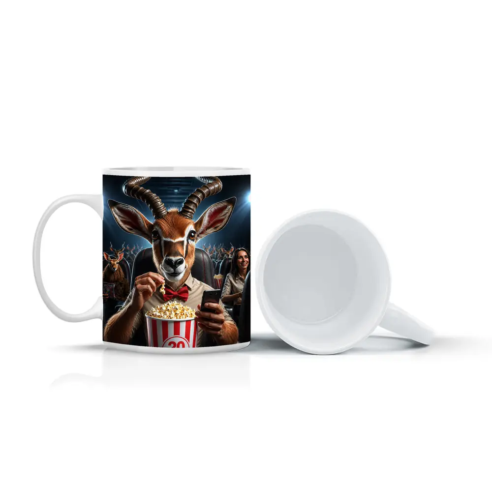 Antelope Eating Popcorn At Movie Theater – Mugs