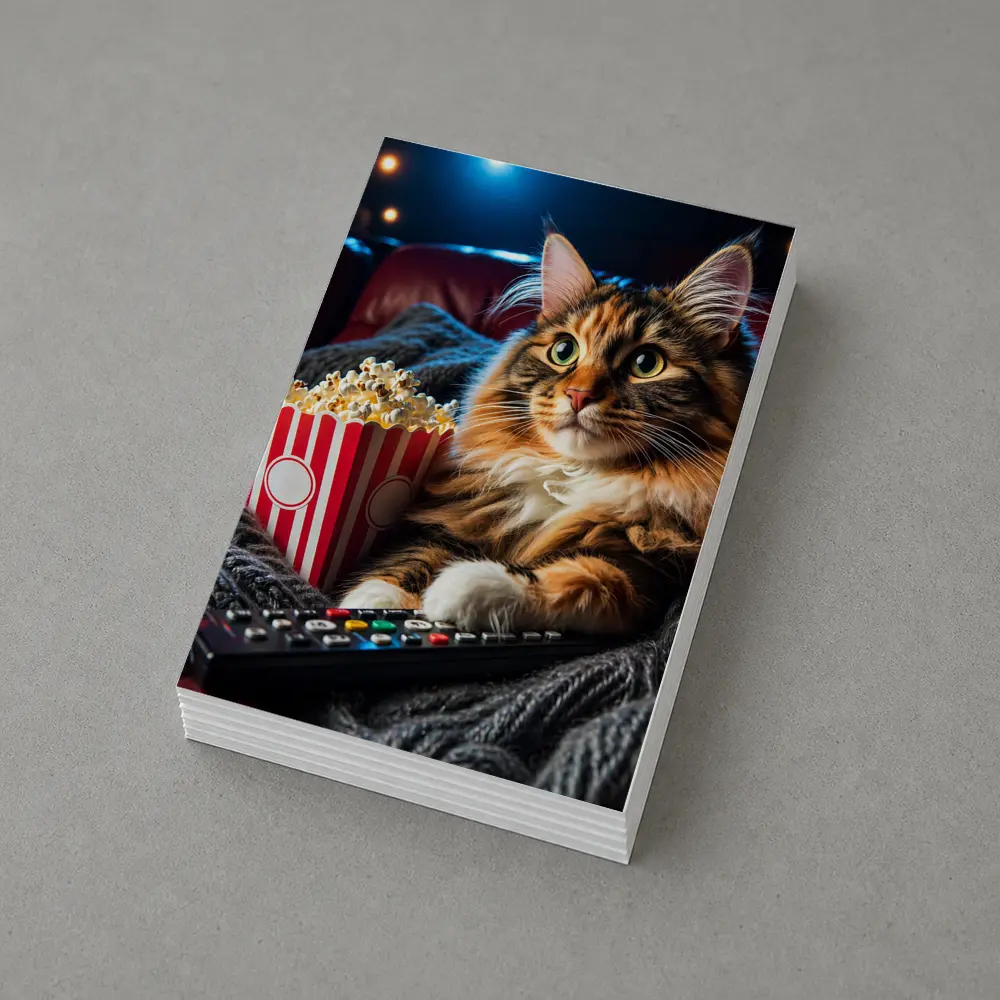 Maine Coon Cat Movie Night With Popcorn – Postcards