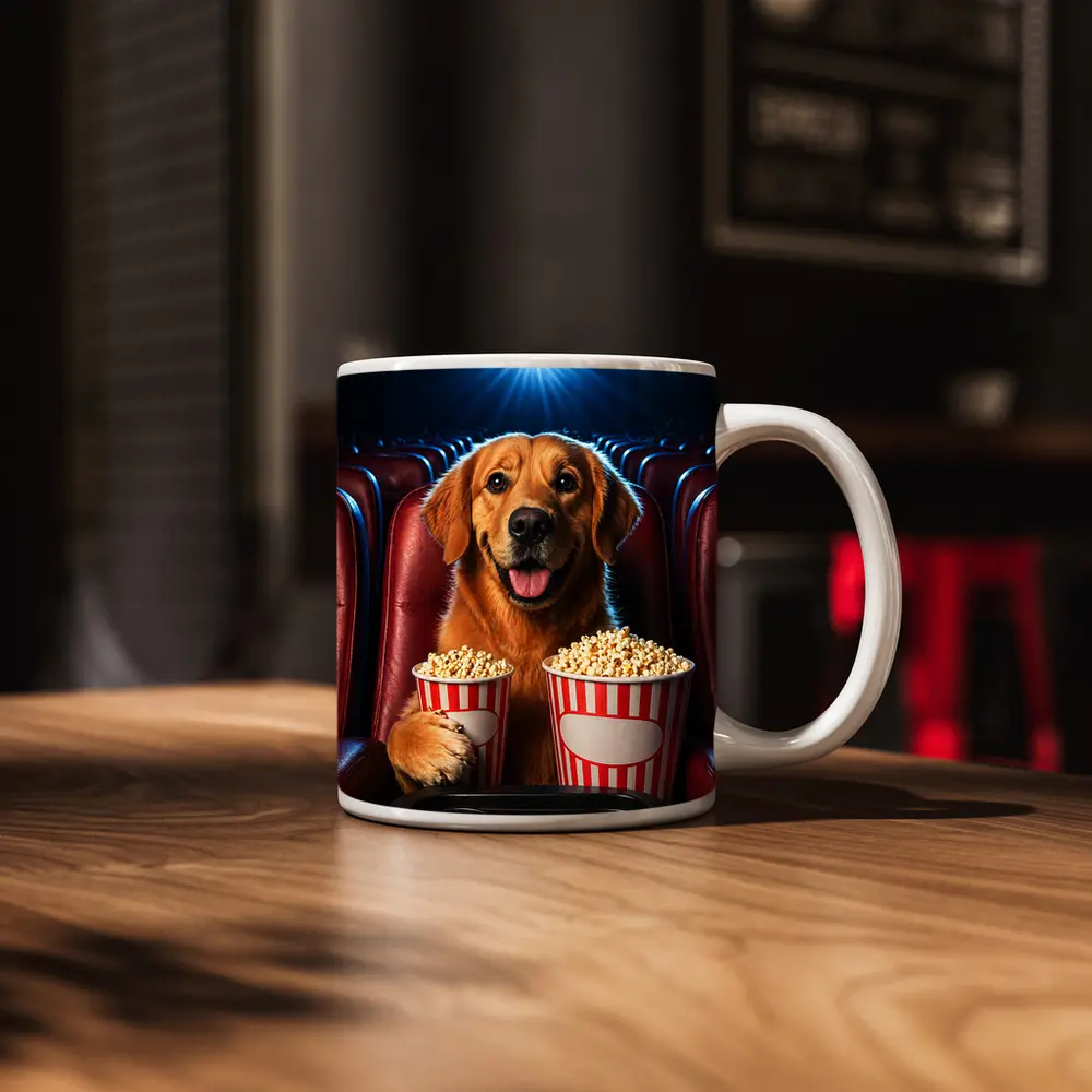 Golden Retriever Dog Cinema Popcorn Movie Night – Mugs
