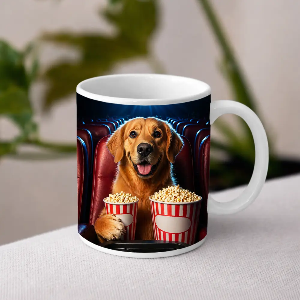 Golden Retriever Dog Cinema Popcorn Movie Night – Mugs