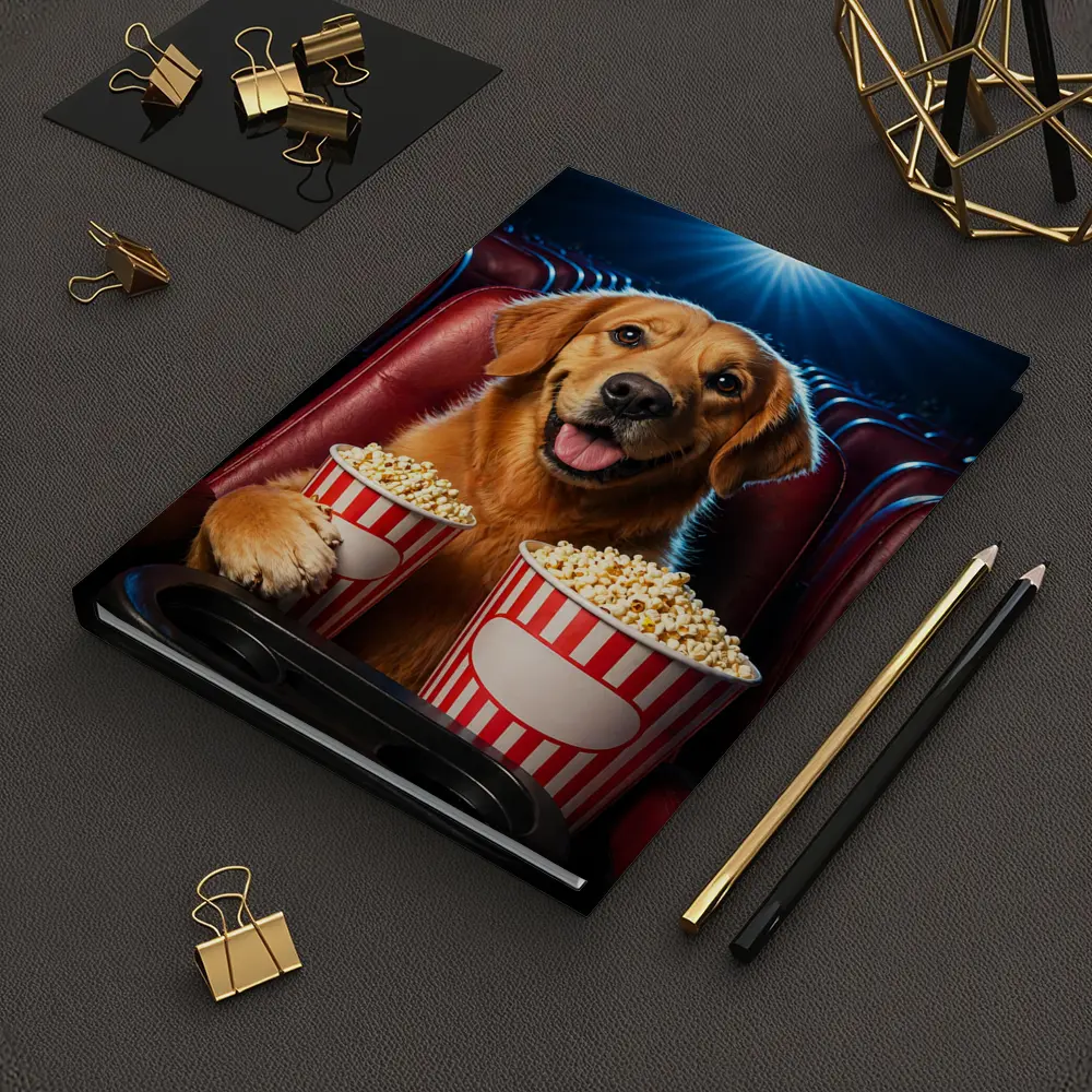 Golden Retriever Dog Cinema Popcorn Movie Night – Notebooks