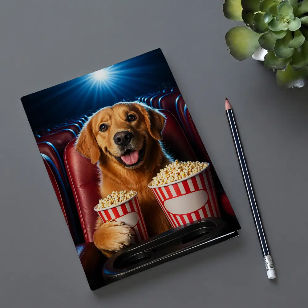 Golden Retriever Dog Cinema Popcorn Movie Night – Notebooks