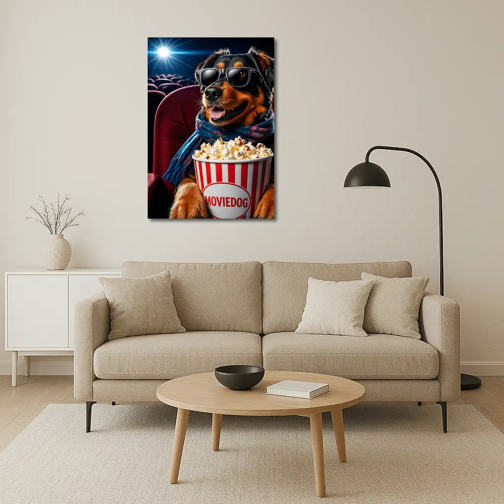Rottweiler Dog Cinema Popcorn Sunglasses Fun – Wall Art