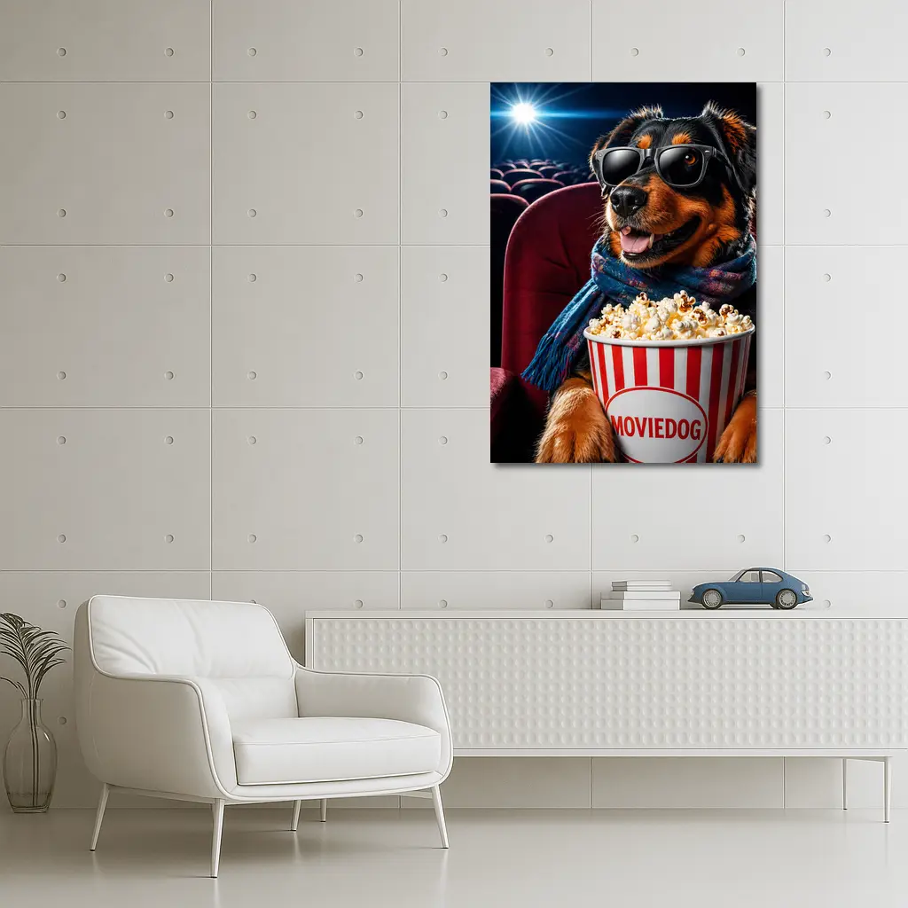 Rottweiler Dog Cinema Popcorn Sunglasses Fun – Wall Art