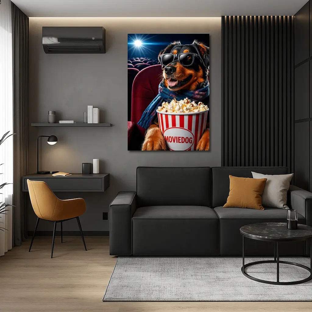 Rottweiler Dog Cinema Popcorn Sunglasses Fun – Wall Art