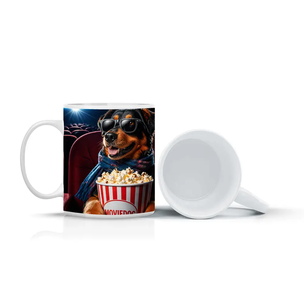 Rottweiler Dog Cinema Popcorn Sunglasses Fun – Mugs