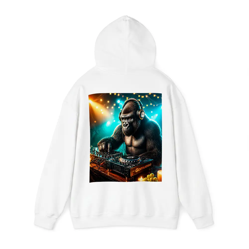 Gorilla DJ Spinning Tracks Neon Club – Hoodies
