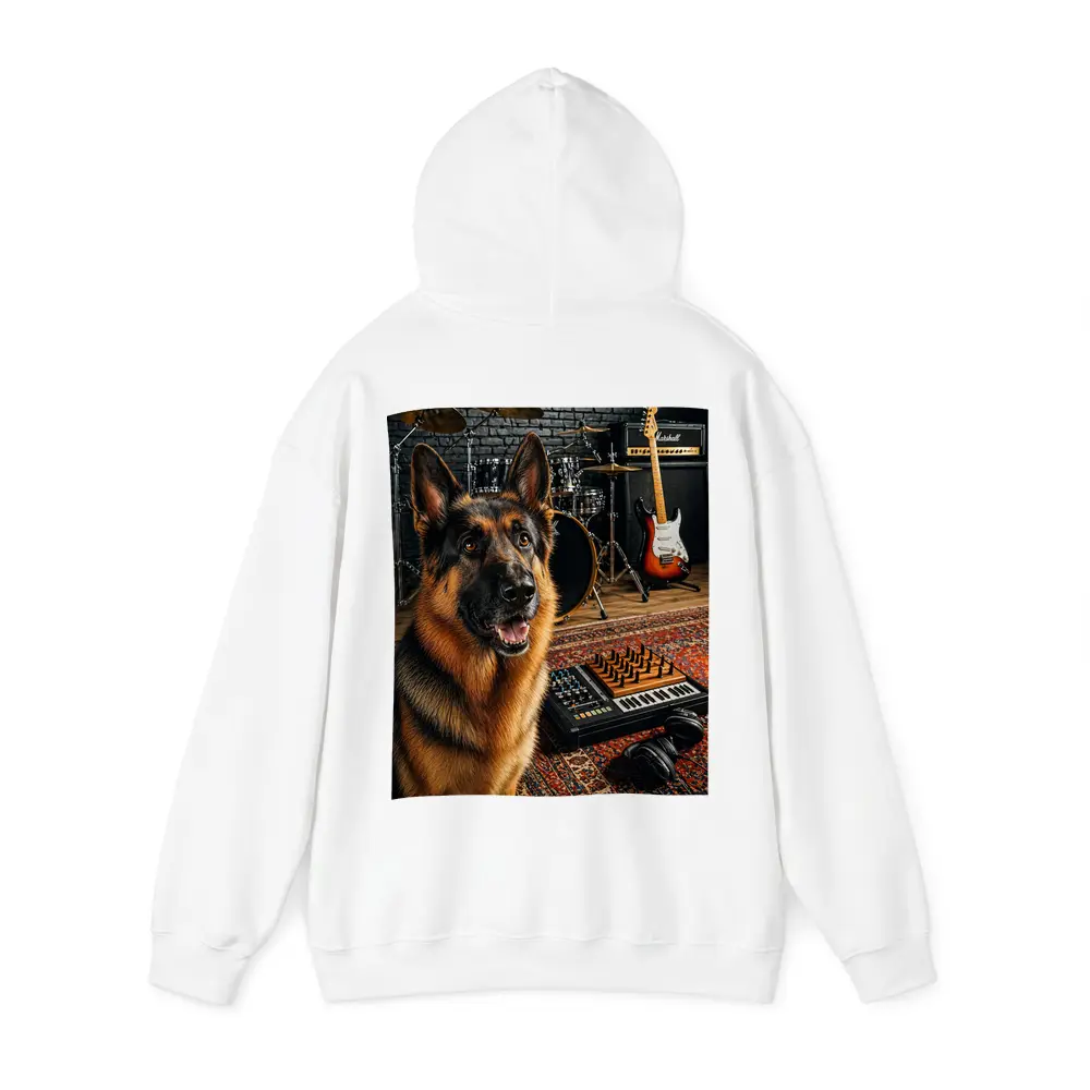 German Shepherd In Music Studio Setting – Hoodies