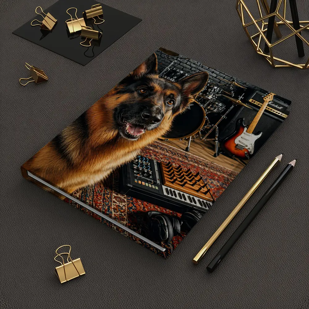 German Shepherd In Music Studio Setting – Notebooks