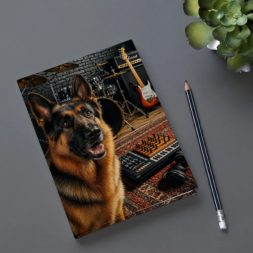 German Shepherd In Music Studio Setting – Notebooks