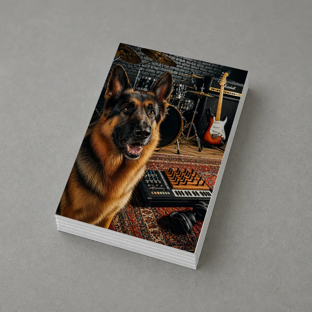 German Shepherd In Music Studio Setting – Postcards
