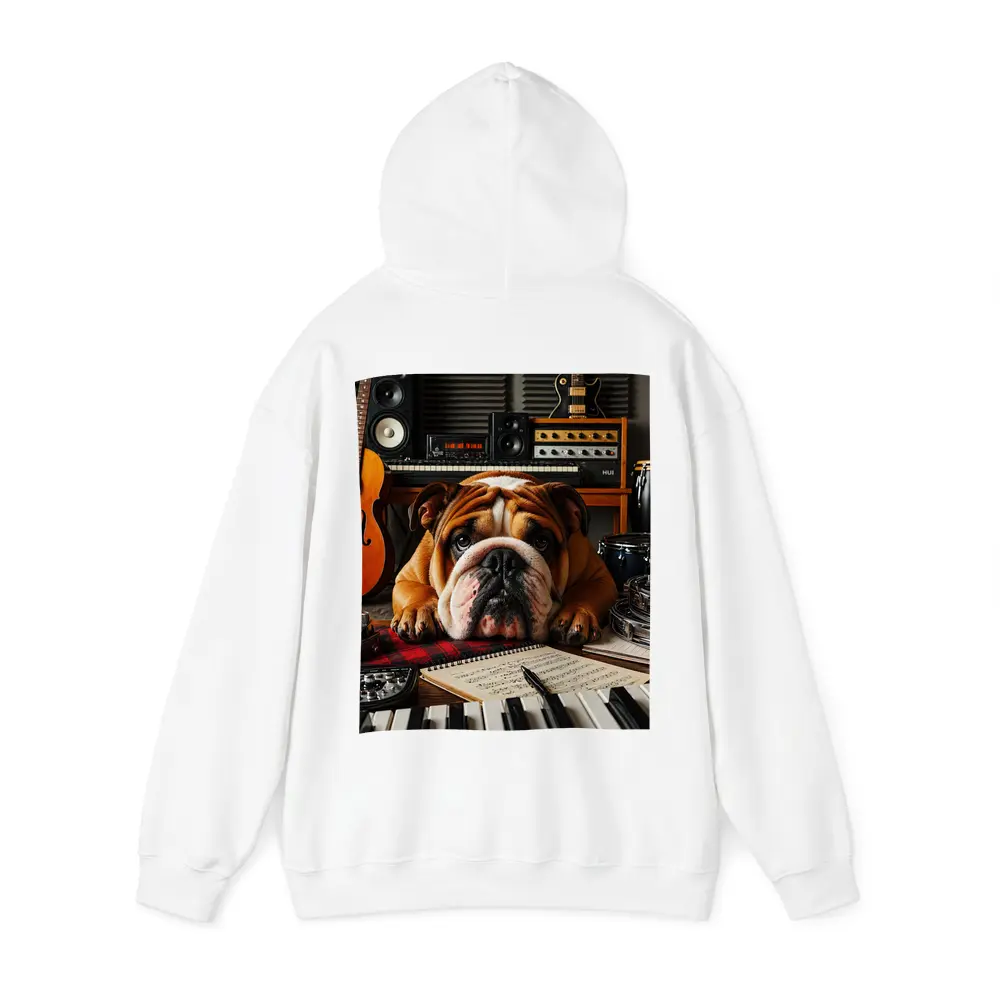 Bulldog Relaxing in Music Recording Studio – Hoodies