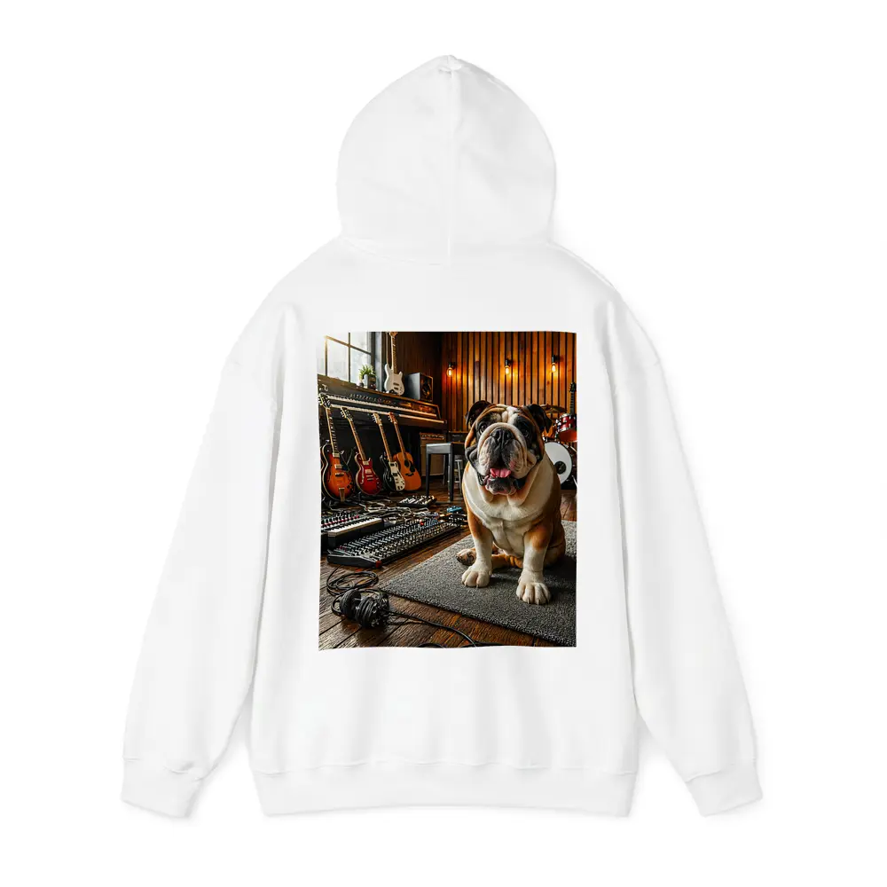 Bulldog Sitting In Music Recording Studio – Hoodies