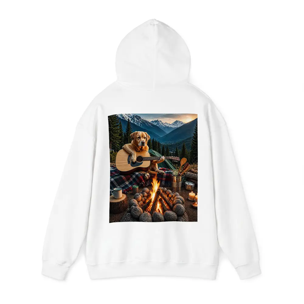 Labrador Retriever Playing Guitar Mountain Campfire – Hoodies