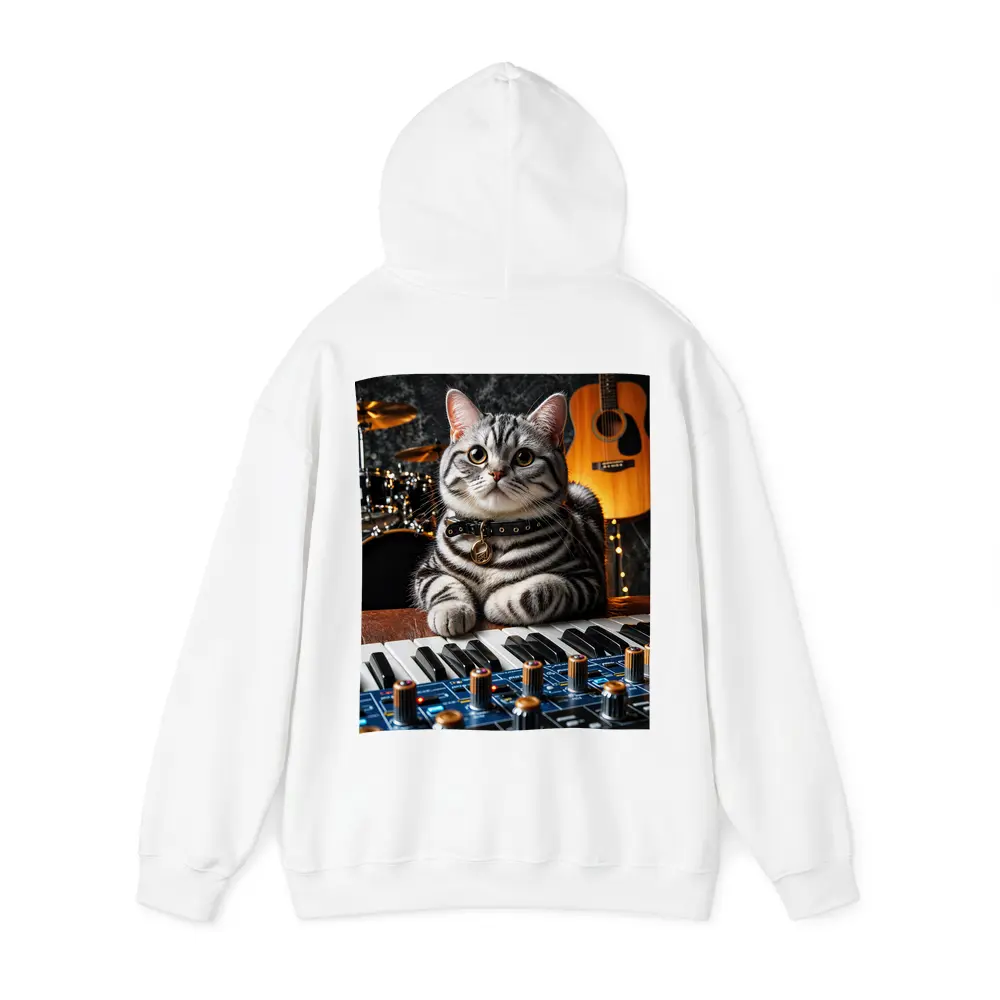 American Shorthair Cat Playing Studio Keyboard – Hoodies