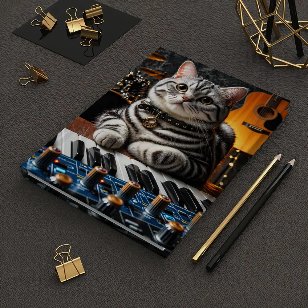 American Shorthair Cat Playing Studio Keyboard – Notebooks