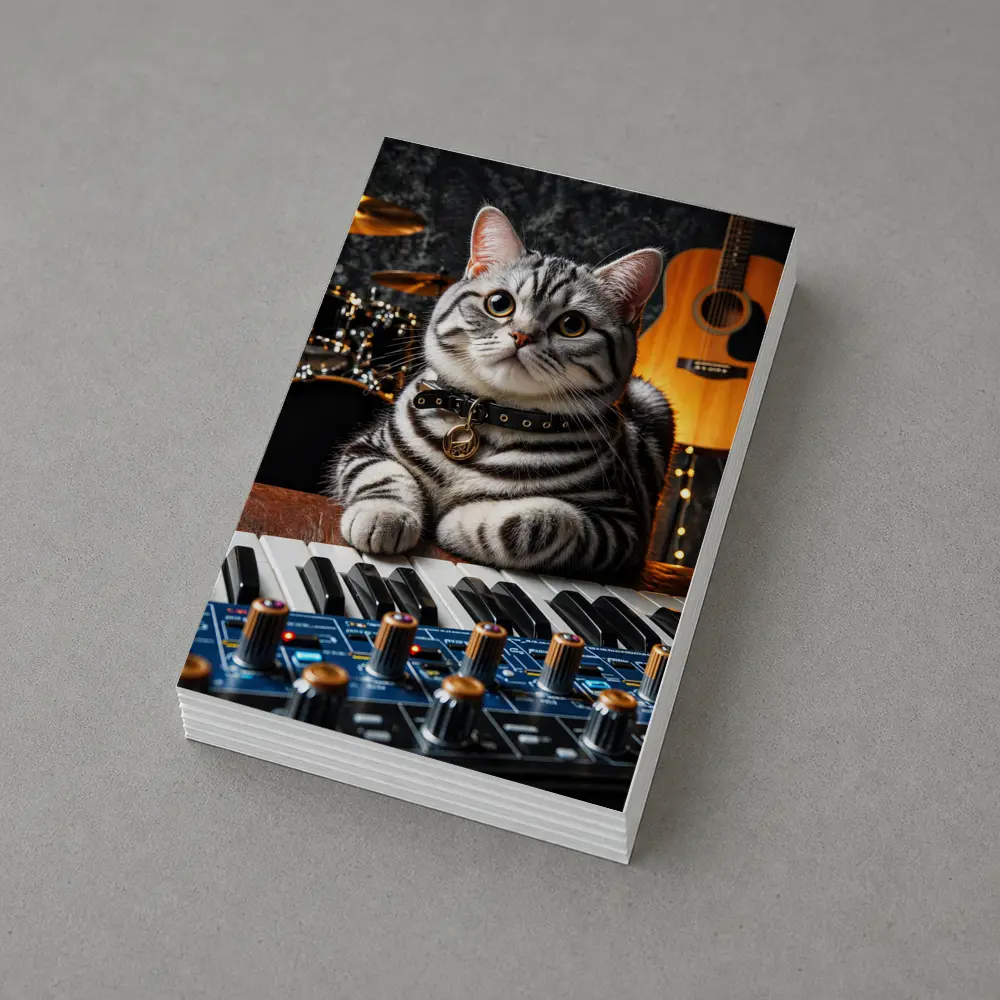 American Shorthair Cat Playing Studio Keyboard – Postcards