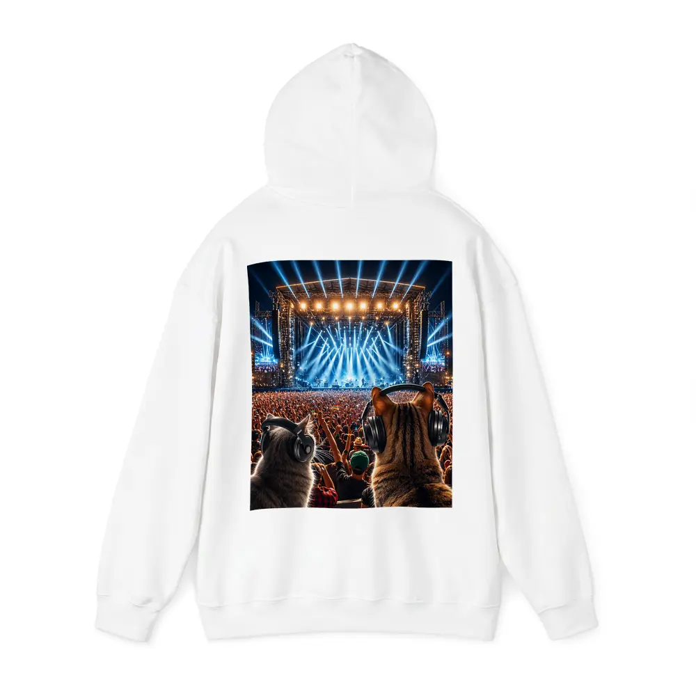 Cats With Headphones At Rock Concert Festival – Hoodies