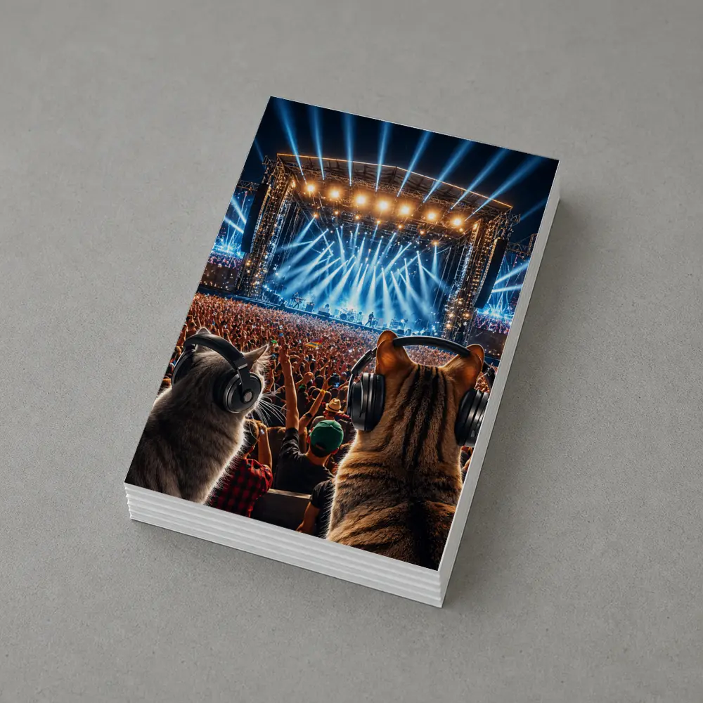 Cats With Headphones At Rock Concert Festival – Postcards