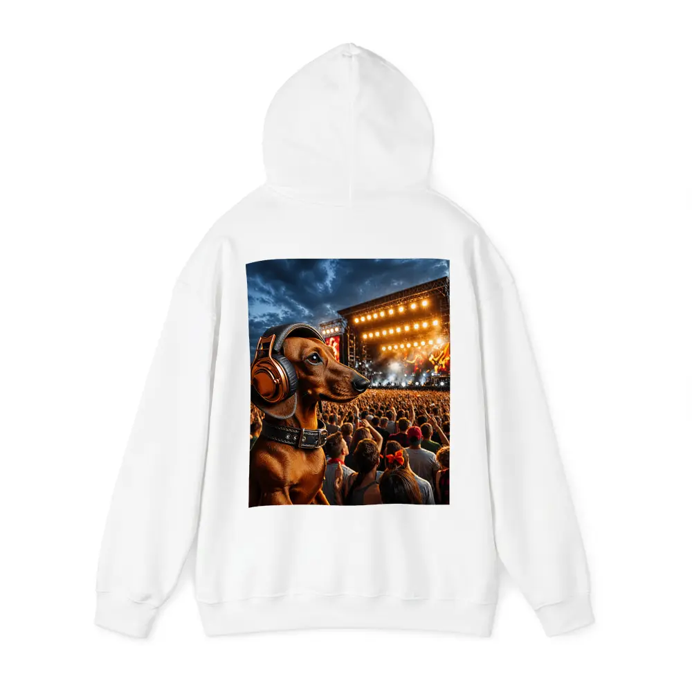 Dachshund With Headphones At Rock Concert – Hoodies