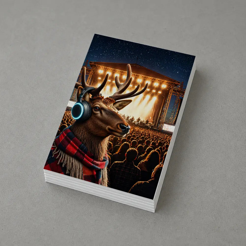 Deer With Headphones At Concert Stage – Postcards
