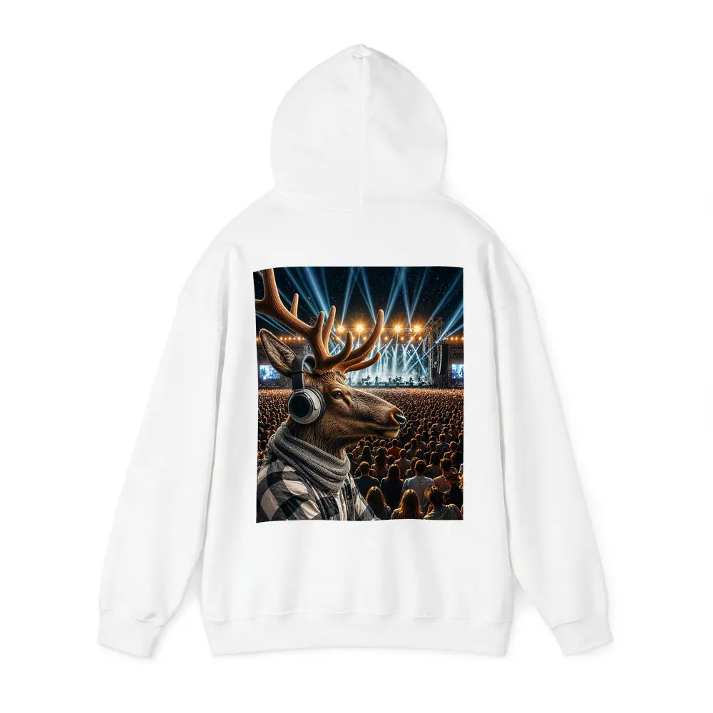 Deer With Headphones At Concert Festival – Hoodies