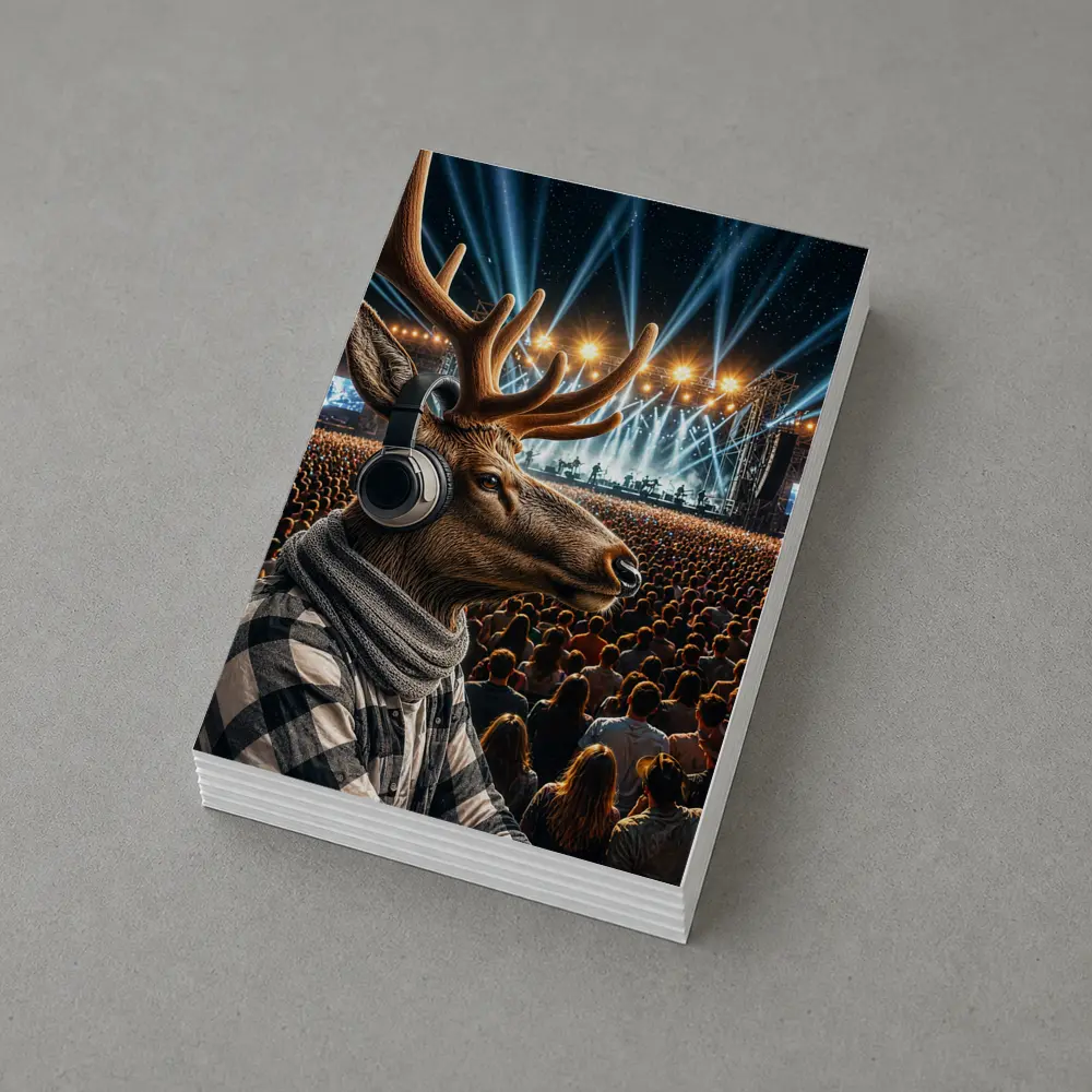 Deer With Headphones At Concert Festival – Postcards