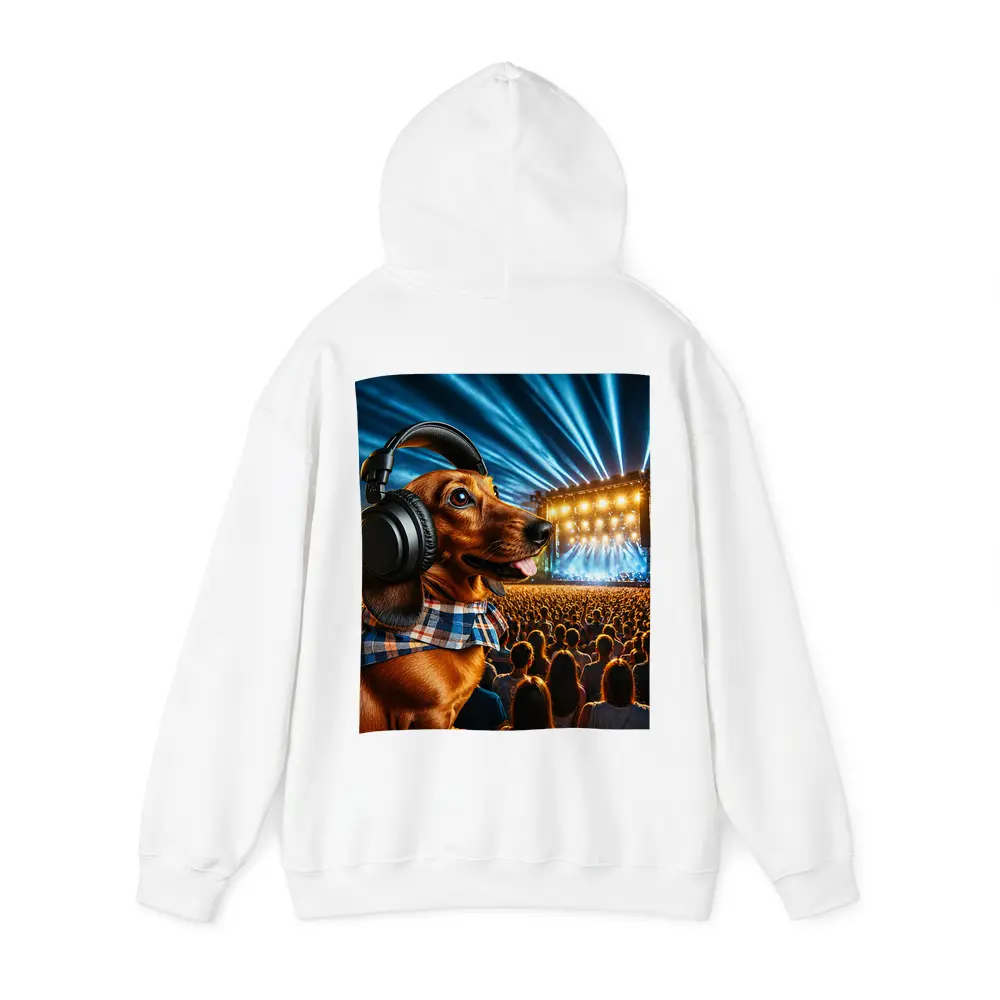 Dachshund With Headphones At Concert – Hoodies