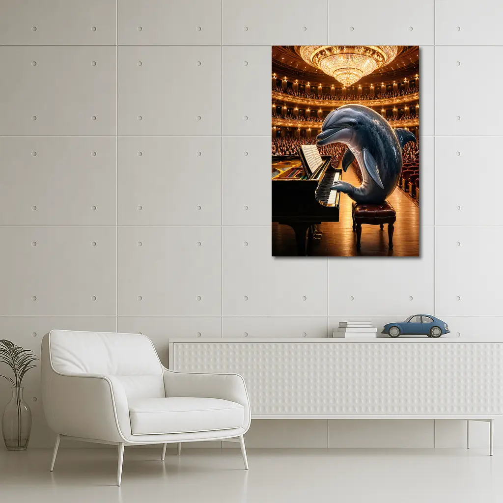 Dolphin Playing Piano Grand Concert Hall – Wall Art
