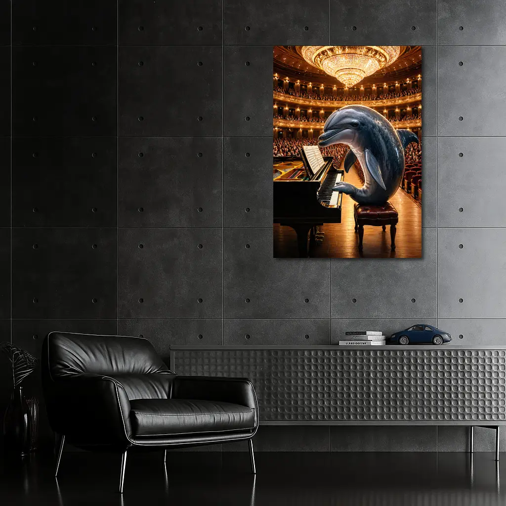Dolphin Playing Piano Grand Concert Hall – Wall Art