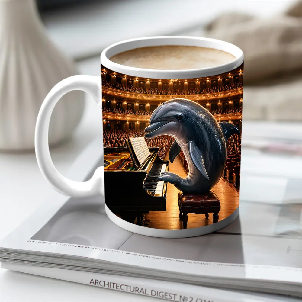Dolphin Playing Piano Grand Concert Hall – Mugs