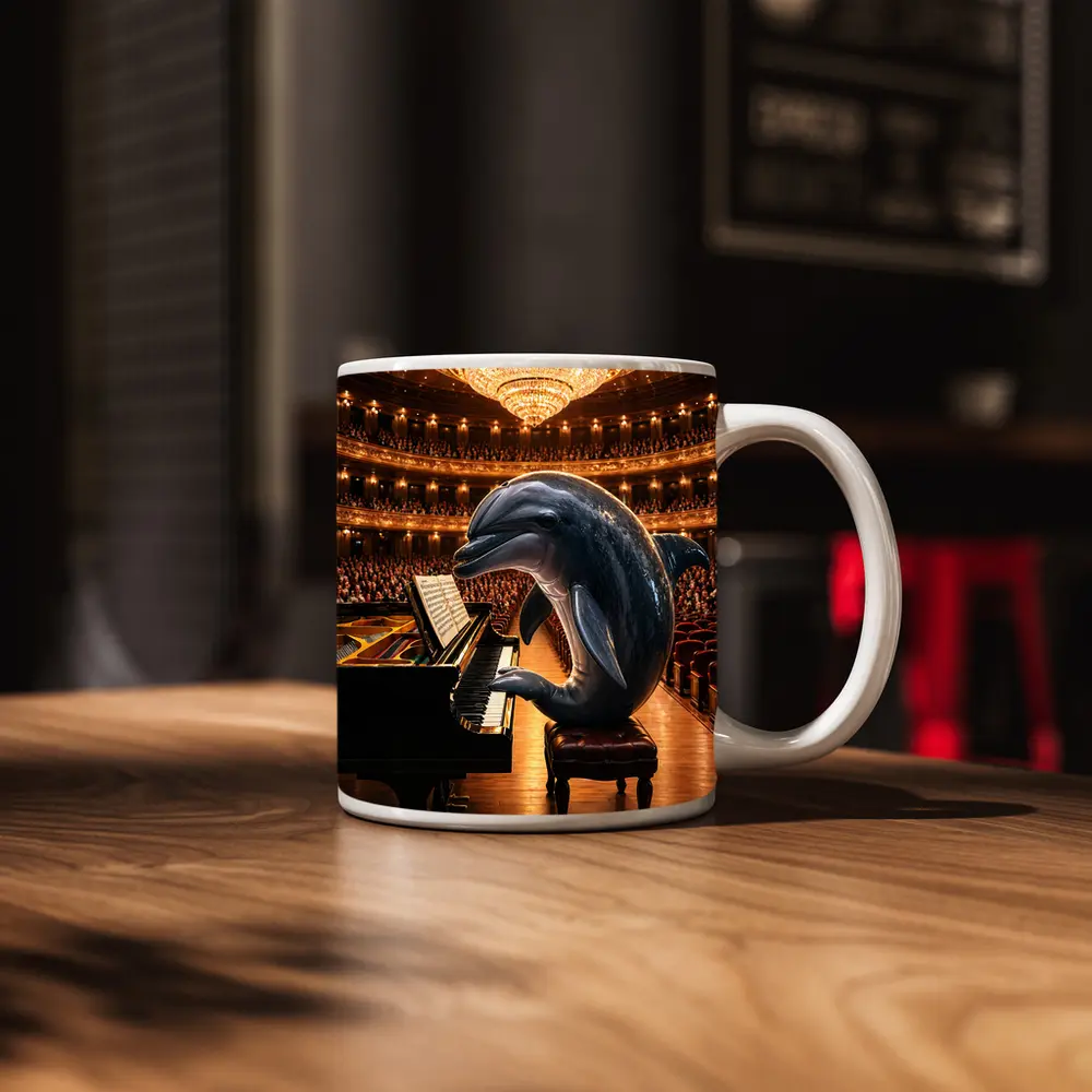 Dolphin Playing Piano Grand Concert Hall – Mugs