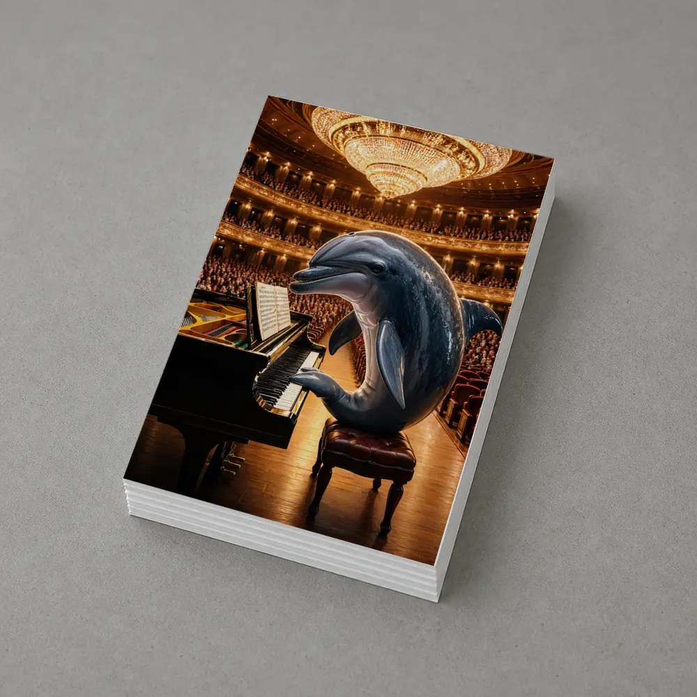 Dolphin Playing Piano Grand Concert Hall – Postcards