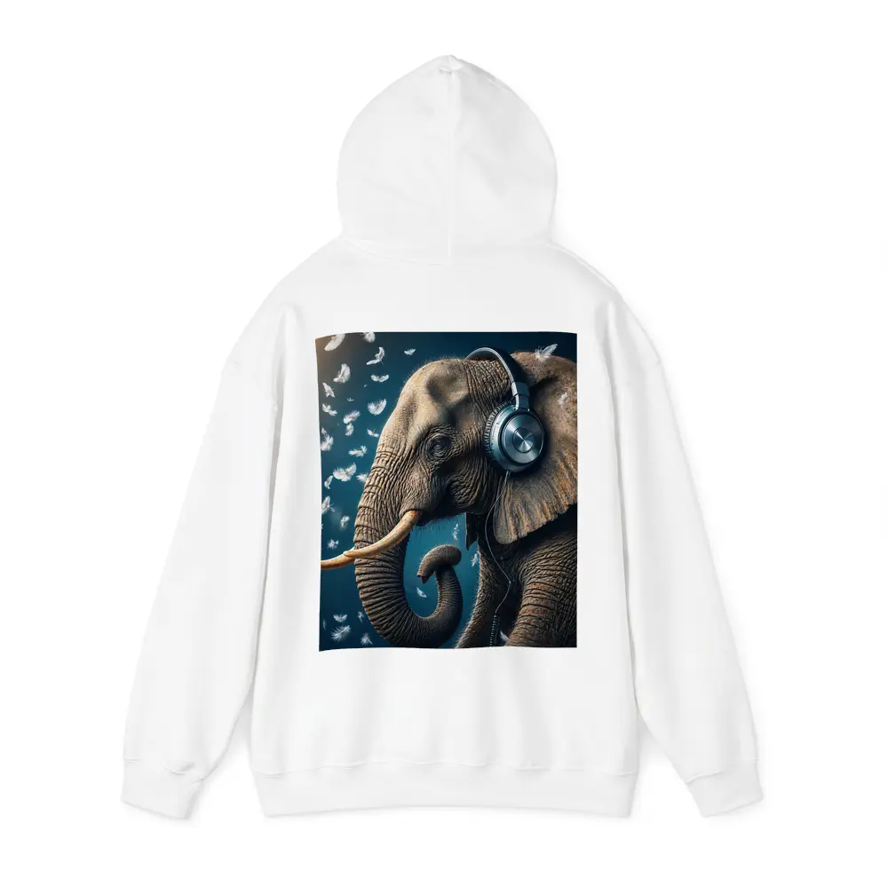 Elephant Wearing Headphones With Flying Feathers – Hoodies