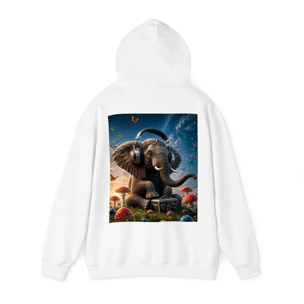Elephant With Headphones Mushrooms Starry Sky – Hoodies