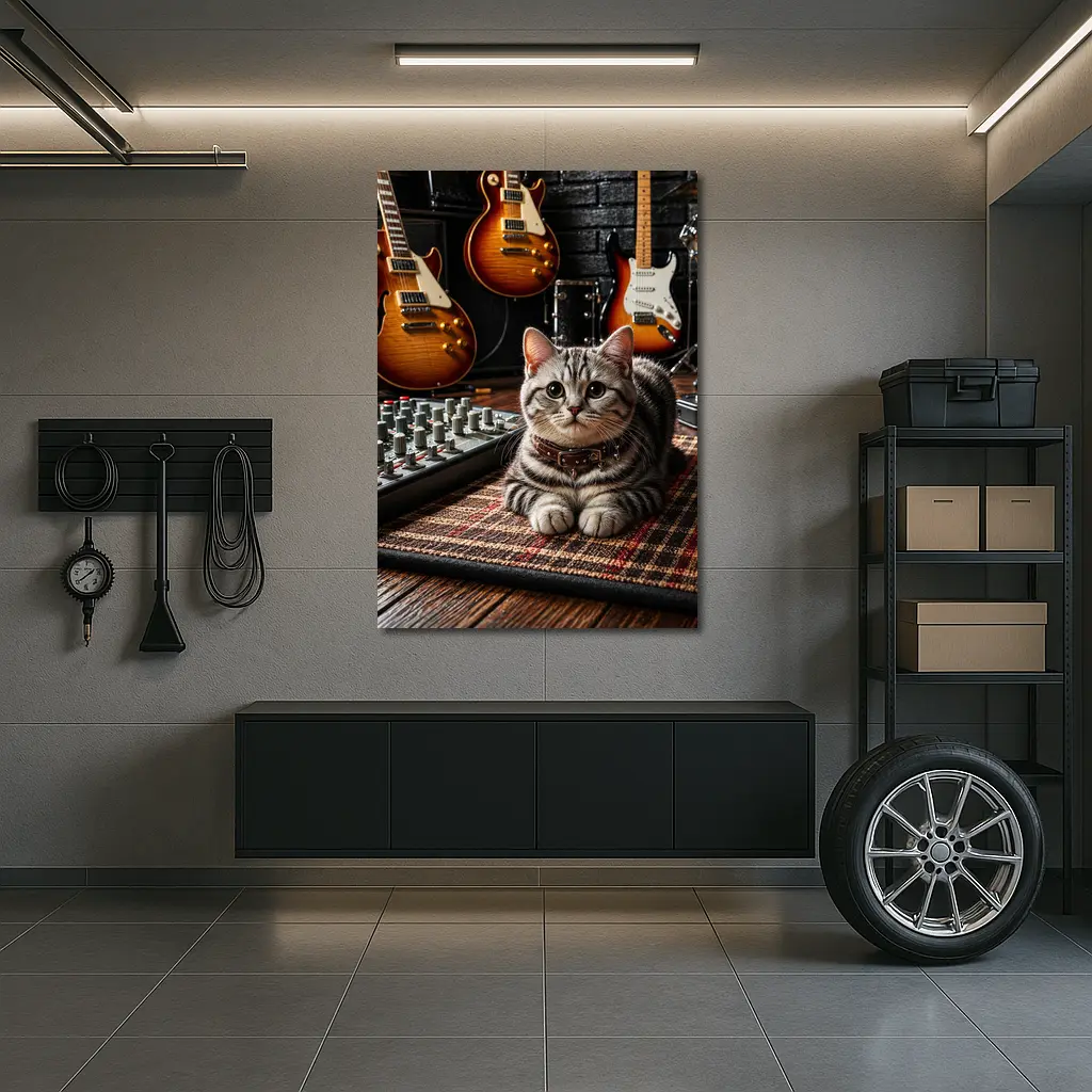 American Shorthair Cat Music Studio Guitars – Wall Art