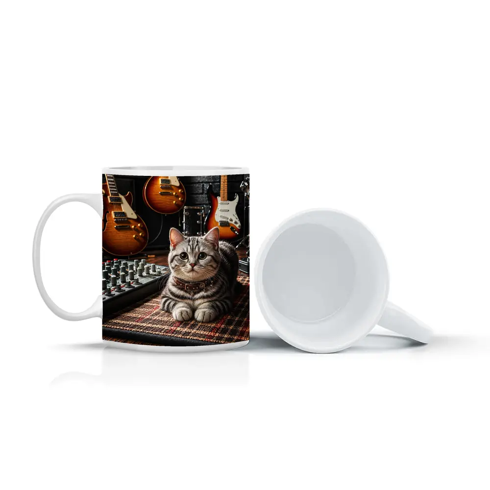 American Shorthair Cat Music Studio Guitars – Mugs