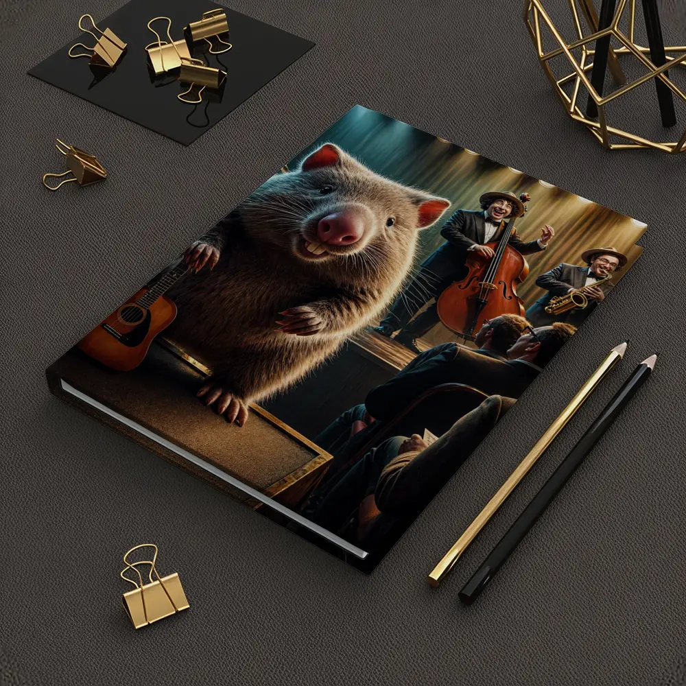 Wombat Playing Guitar at Jazz Club – Notebooks