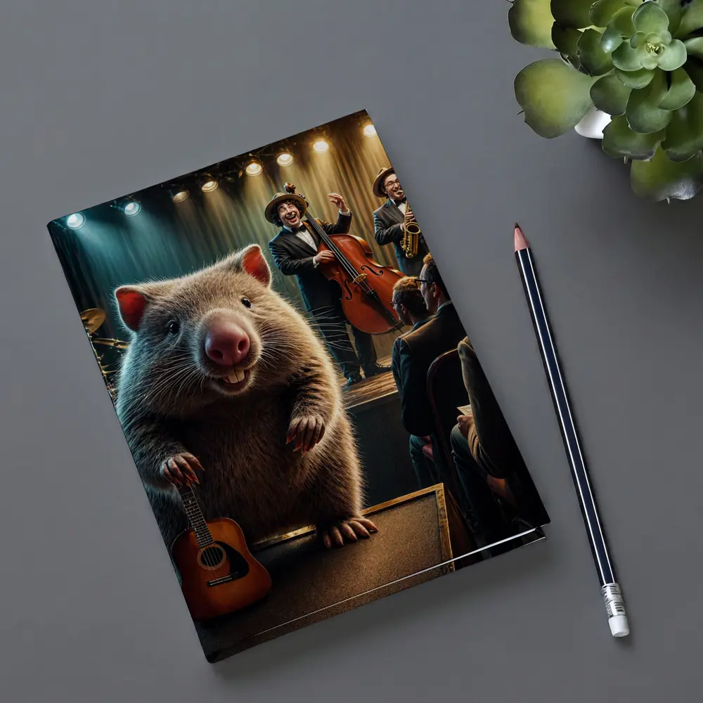 Wombat Playing Guitar at Jazz Club – Notebooks