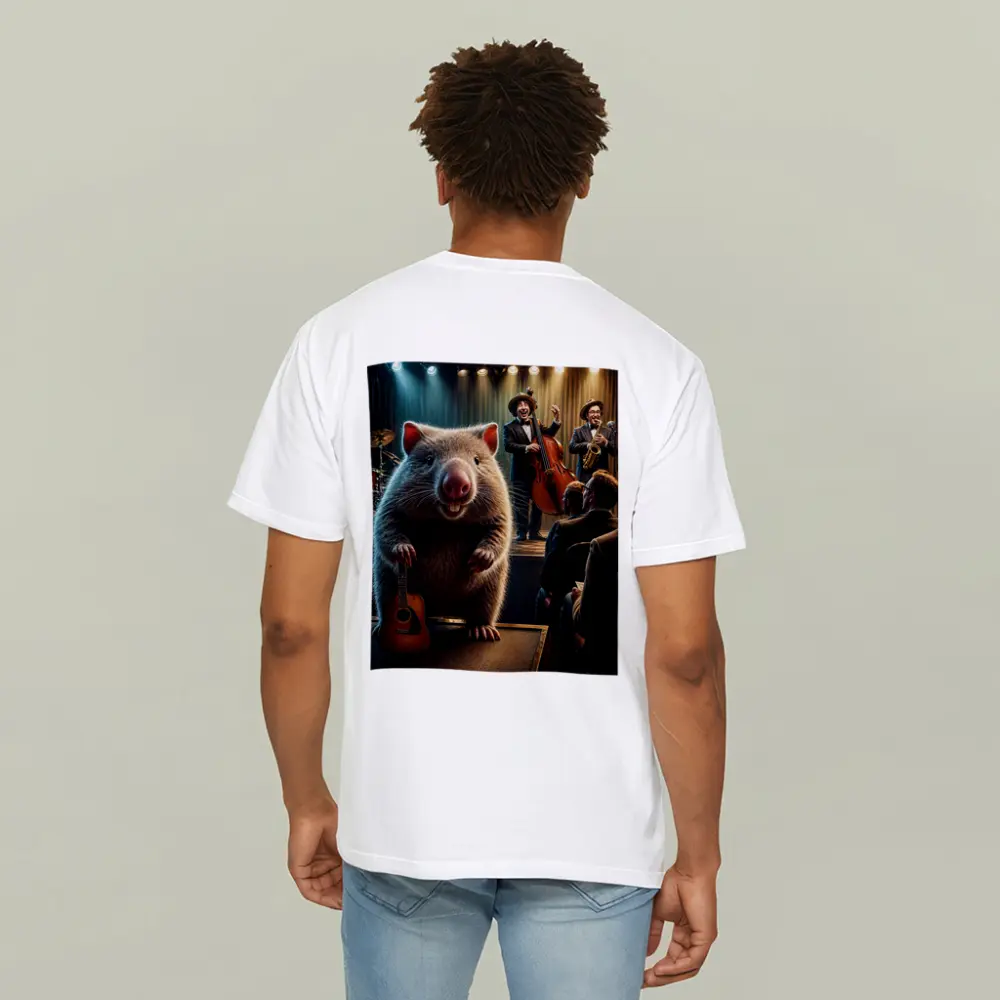 Wombat Playing Guitar at Jazz Club – T-Shirts