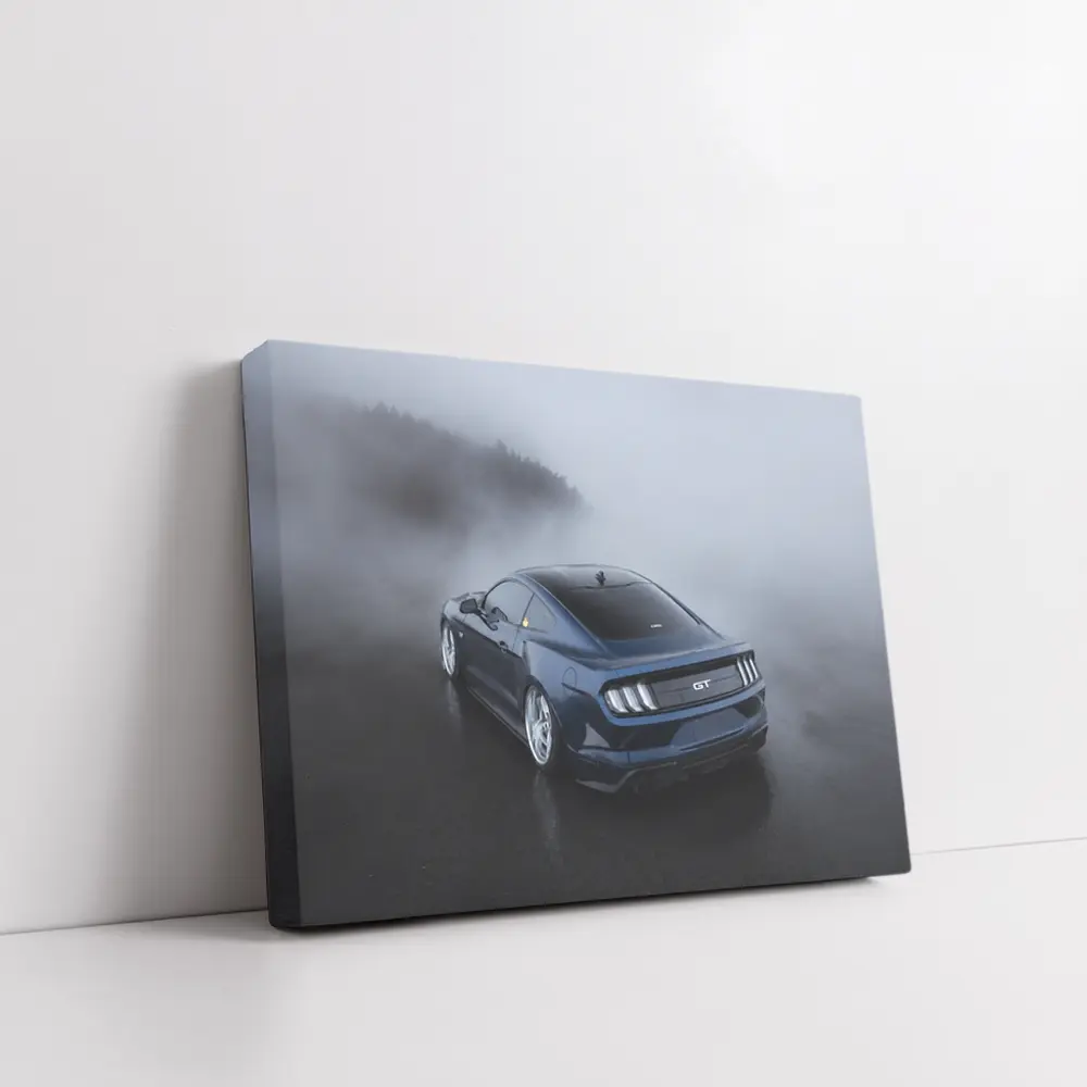 Ford Mustang GT Dark Blue Foggy Scene – Wall Art