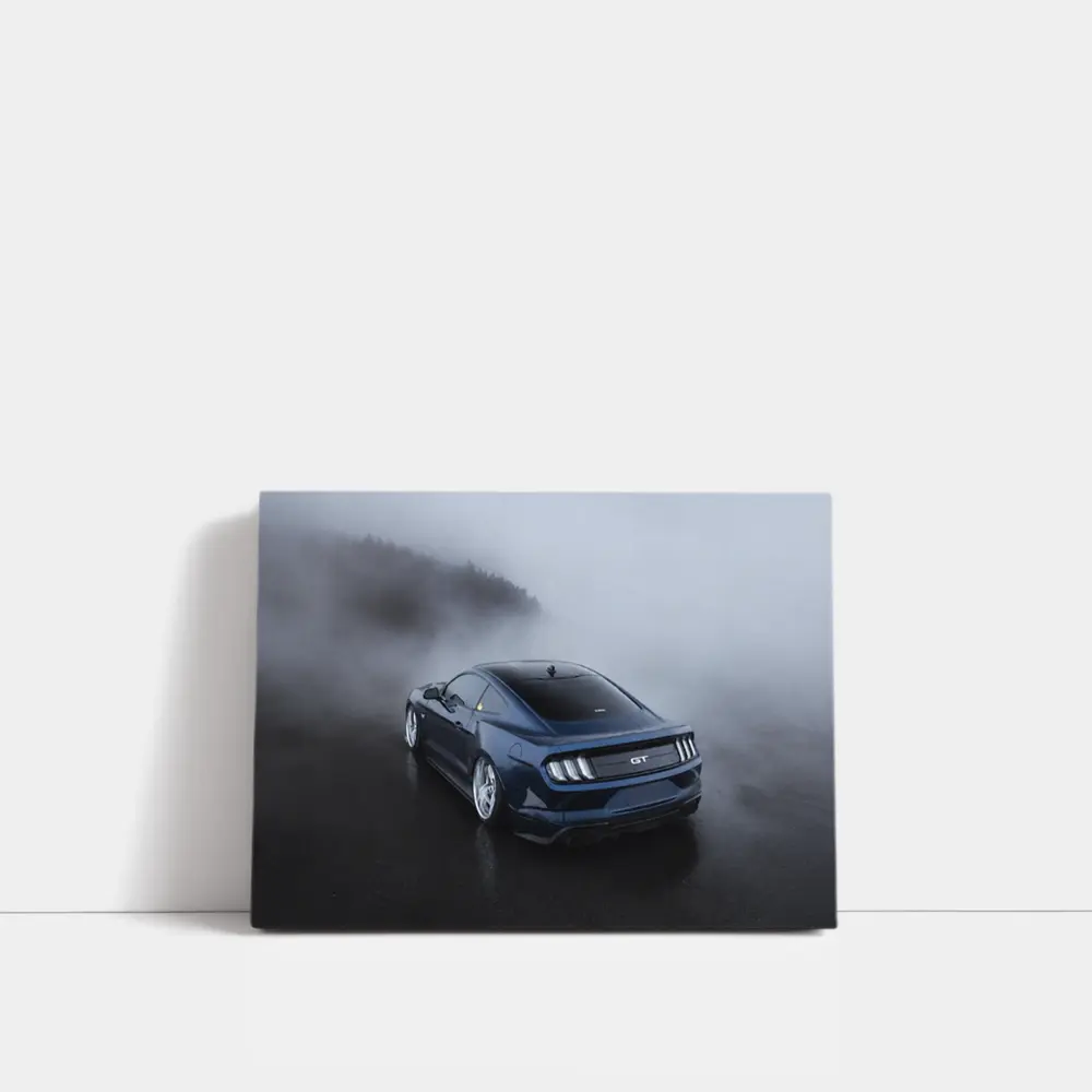 Ford Mustang GT Dark Blue Foggy Scene – Wall Art
