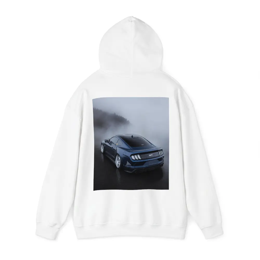 Ford Mustang GT Dark Blue Foggy Scene – Hoodies