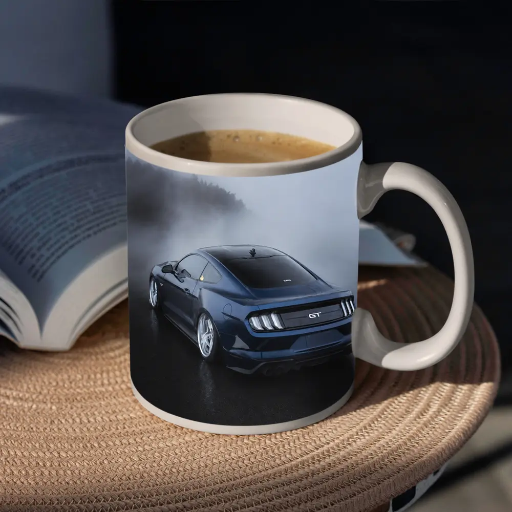 Ford Mustang GT Dark Blue Foggy Scene – Mugs
