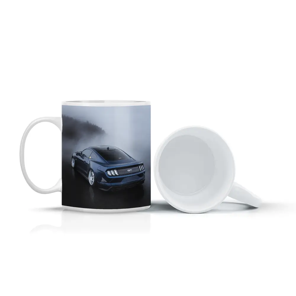 Ford Mustang GT Dark Blue Foggy Scene – Mugs