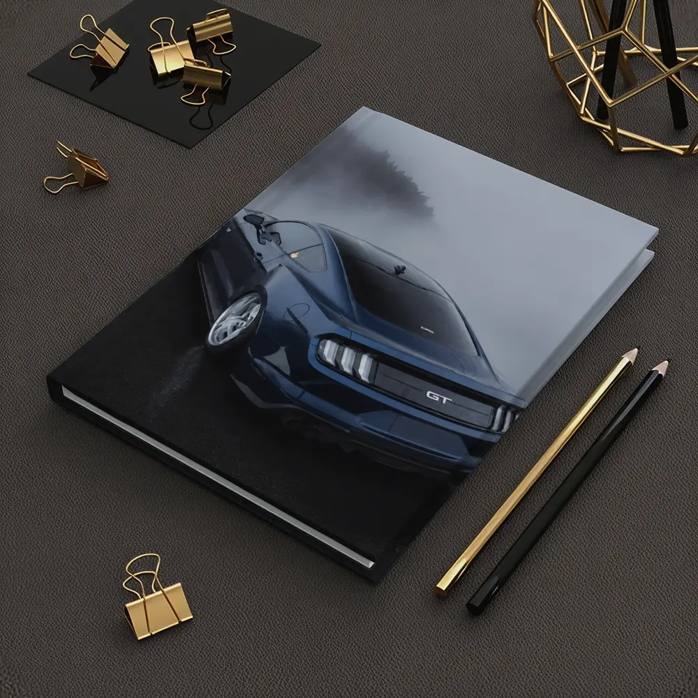 Ford Mustang GT Dark Blue Foggy Scene – Notebooks
